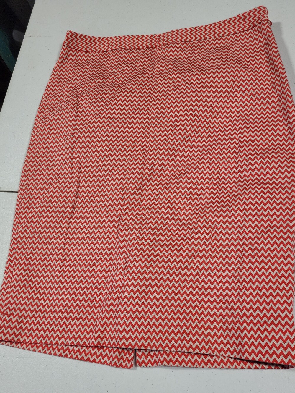 The Limited Coral and White Chevron Pencil Skirt